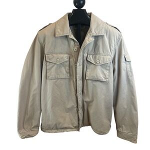 Converse One‎ Star Mens Khaki Sherpa Lined Military Field Jacket Tan Large